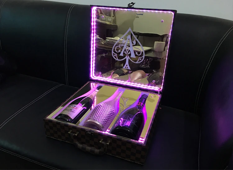 Рекламный светодиодный светящийся чехол для вина/VIP чехол для костюма/винный шкаф для шампанского/лопата коробка для чашки/подставка цветная светящаяся система
