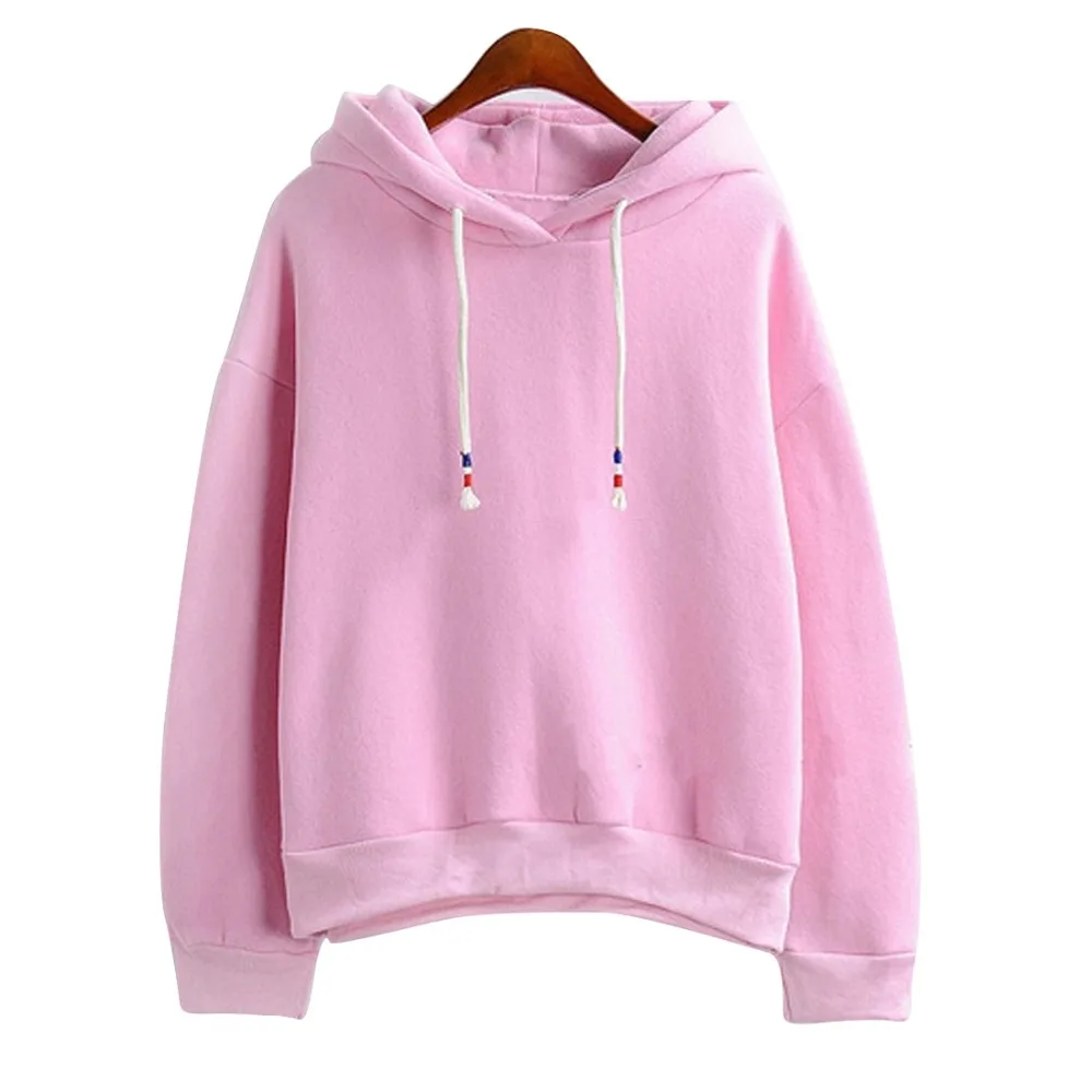 Women Hoodies Sweatshirts New Hot Sale Candy 10 Color Long Sleeved Thick Casual All-match Solid Leisure Hooded Hoodie Loose Tops