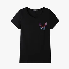 S-4XL череп бриллиантами женская футболка бабочка бриллиантами женские топ тройники плюс женский размер футболки хлопчатобумажные Топы