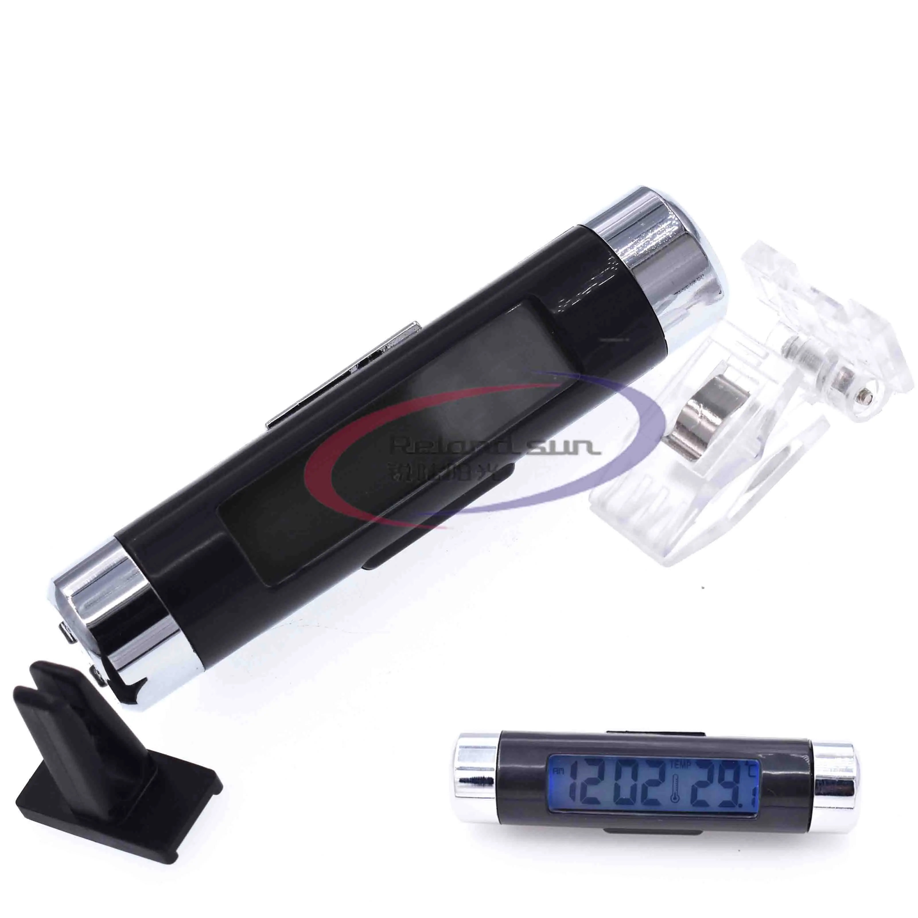 

2 in 1 Digital LCD Display Screen Thermometer Car Time Clock Car Styling Blue Backlight Auto Accessories Air Vent Outlet