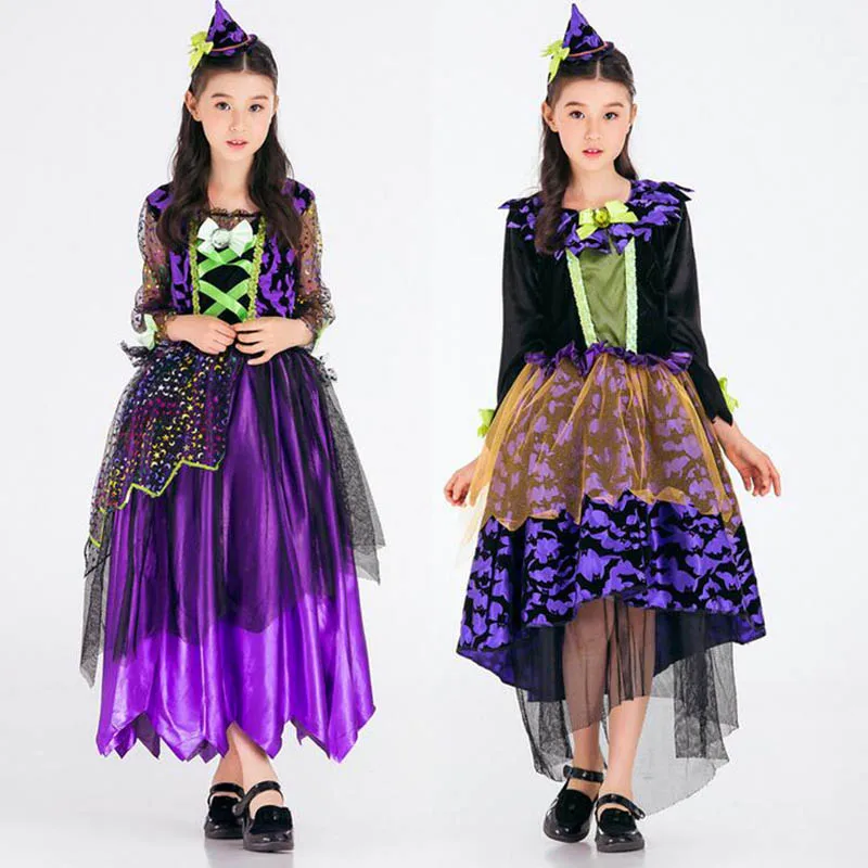 Xsl 100cm140cm 2018 New Children Kids Cute Elegant Witch Cosplay Costume Girls Halloween