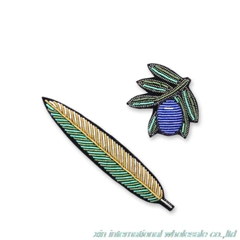 

Olive leaf and olive cactus Upscale fashion pride Metal silk handmade embroidery badge Clothes hat bag gay pride