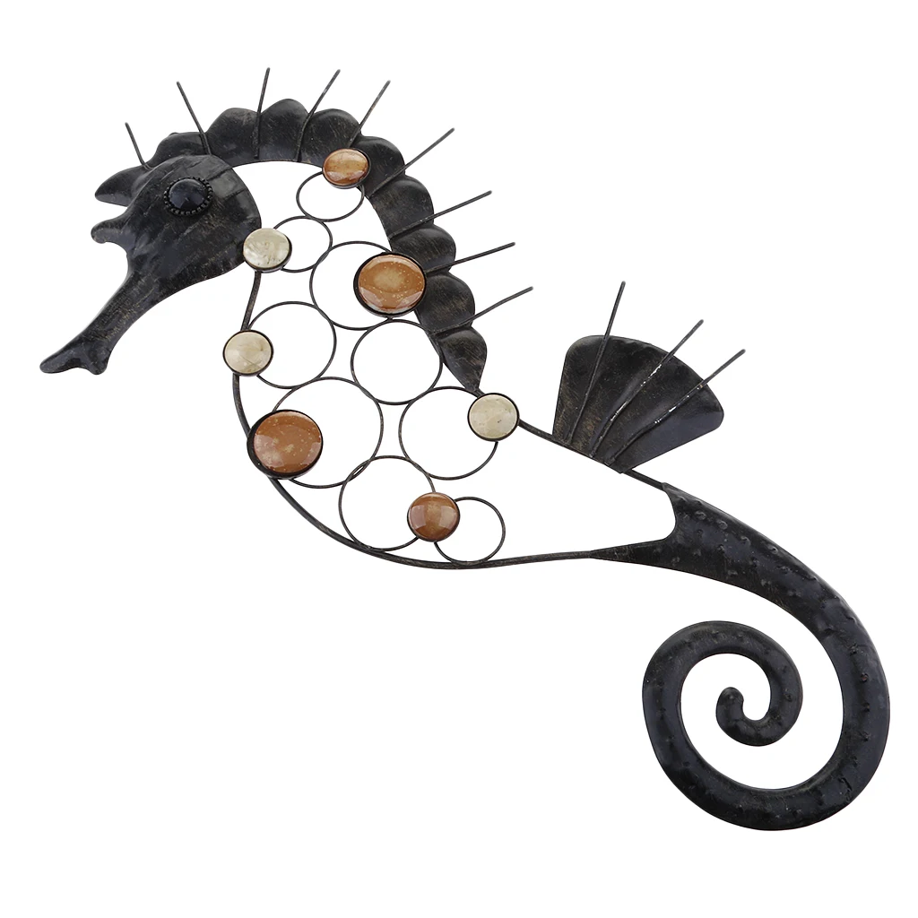

Metal Garden Wall Hanging- Seahorse with Jewels for Home Garden and Yard Wall Decoration