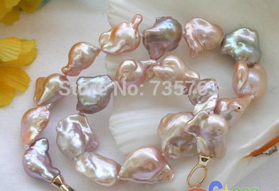 

xiuli 001379 Lustre Perfect 17" 22mm PINK baroque keshi reborn PEARL NECKLACE