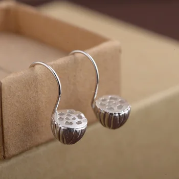 

S925 silver craft female silver earrings style lotus shape new