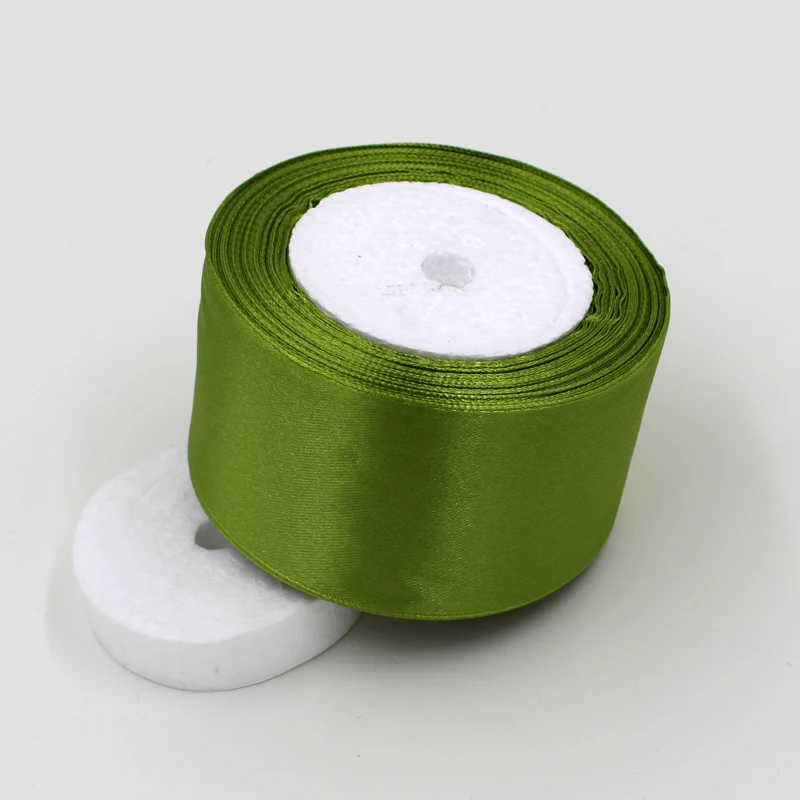 5CM/2" Olive Green Ribbons A Roll 25 Yards Polyester Satin Fabric