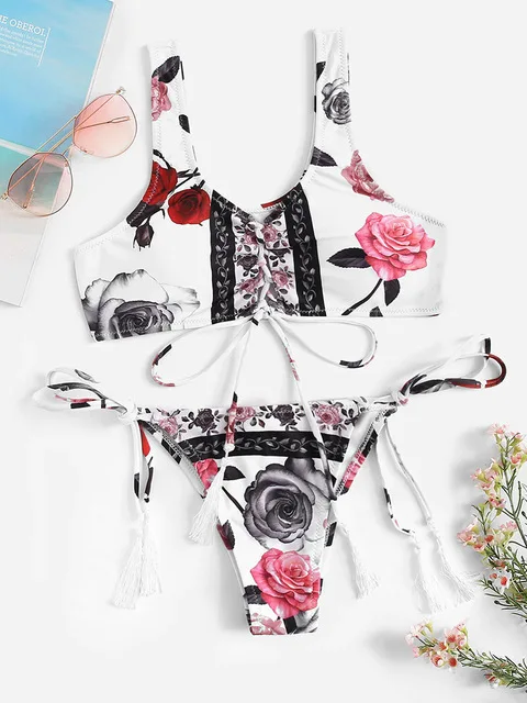 

Swimsuit Women Sexy Bikini Set Plus Size Swimwear Female Bordered Push Up Swimming Suit Summer Bathing Suit Beachwear