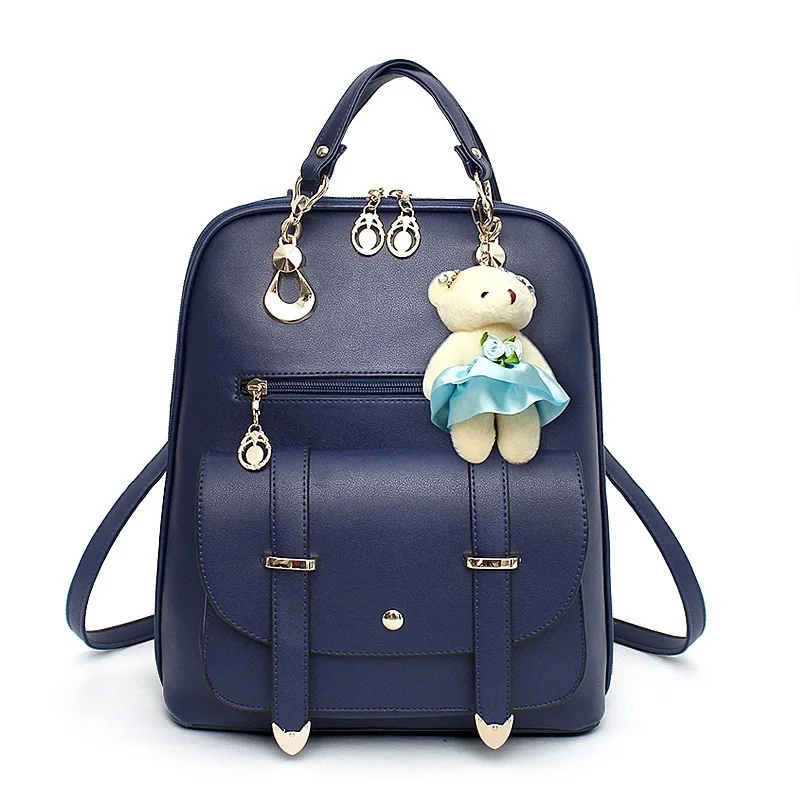 Маленький женский рюкзак через плечо, женские школьные сумки для девочек-подростков, мини рюкзак из искусственной кожи, милый рюкзак, сумочка Mochila - Цвет: Dark Blue