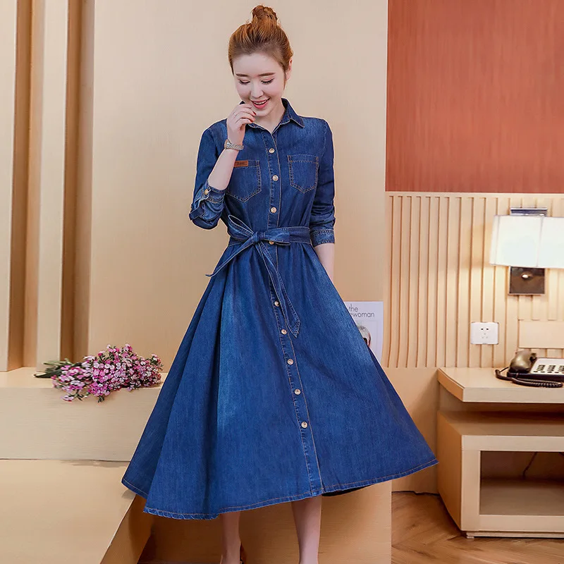 ladies long denim dress