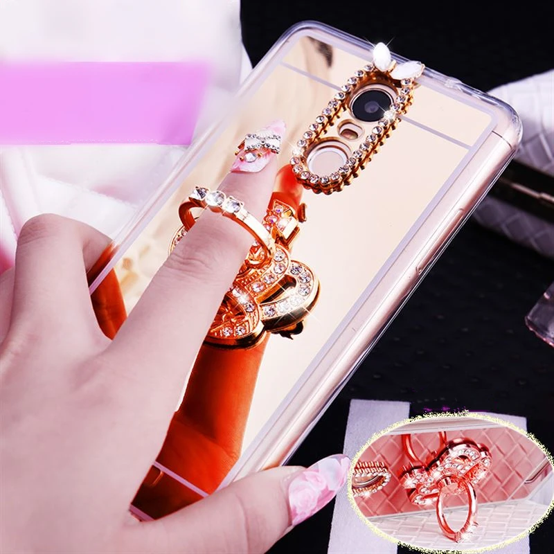 

360 Phone Ring Rhinestone Diamond Mirror Soft TPU Case For Fundas Xiaomi Redmi Note 6 Pro Case Love Crown Glitter Luxury Cover