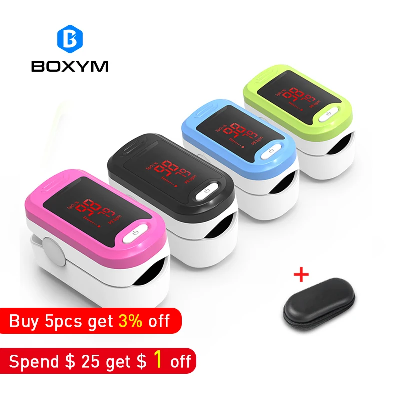 

BOXYM Medical LED Fingertip Pulse Oximeter blood oxygen saturation Heart Rate Monitor SpO2 Health Monitors Oximetro De Pulso