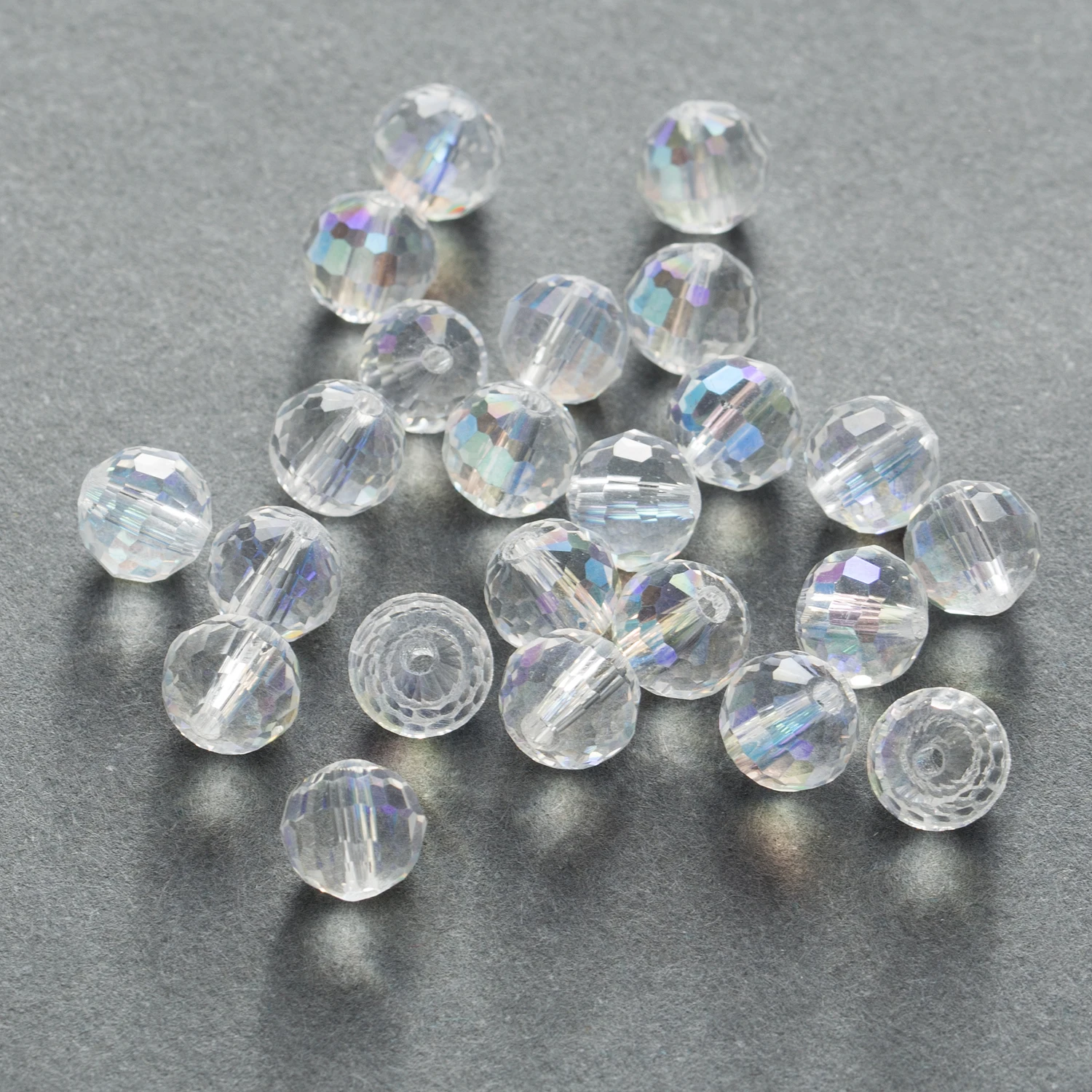 50 Piece Clear AB Color 96 Cut Faceted Crystal Glass Spacer Beads For Handmade Bracelet