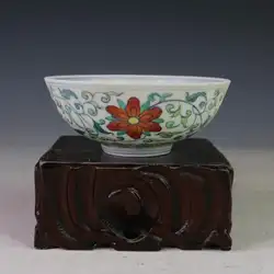 Античная MingDynasty фарфоровая миска, цвет завернутый цветы чаша, ручная роспись ремесла, коллекции и украшения, Бесплатная доставка