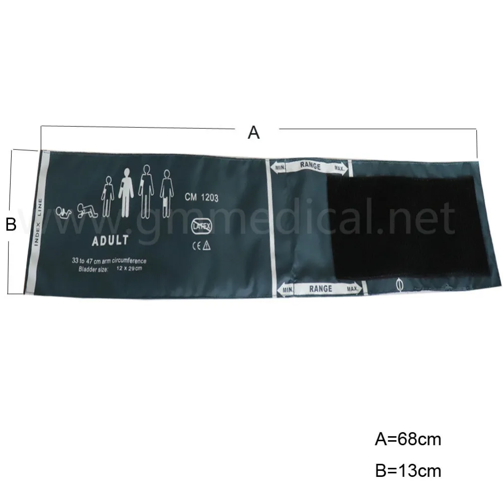 

Adult Long Blood arm Pressure Cuff 33-47cm Arm Circumference Green Nibp Cuff (Single tube/Dual tube)