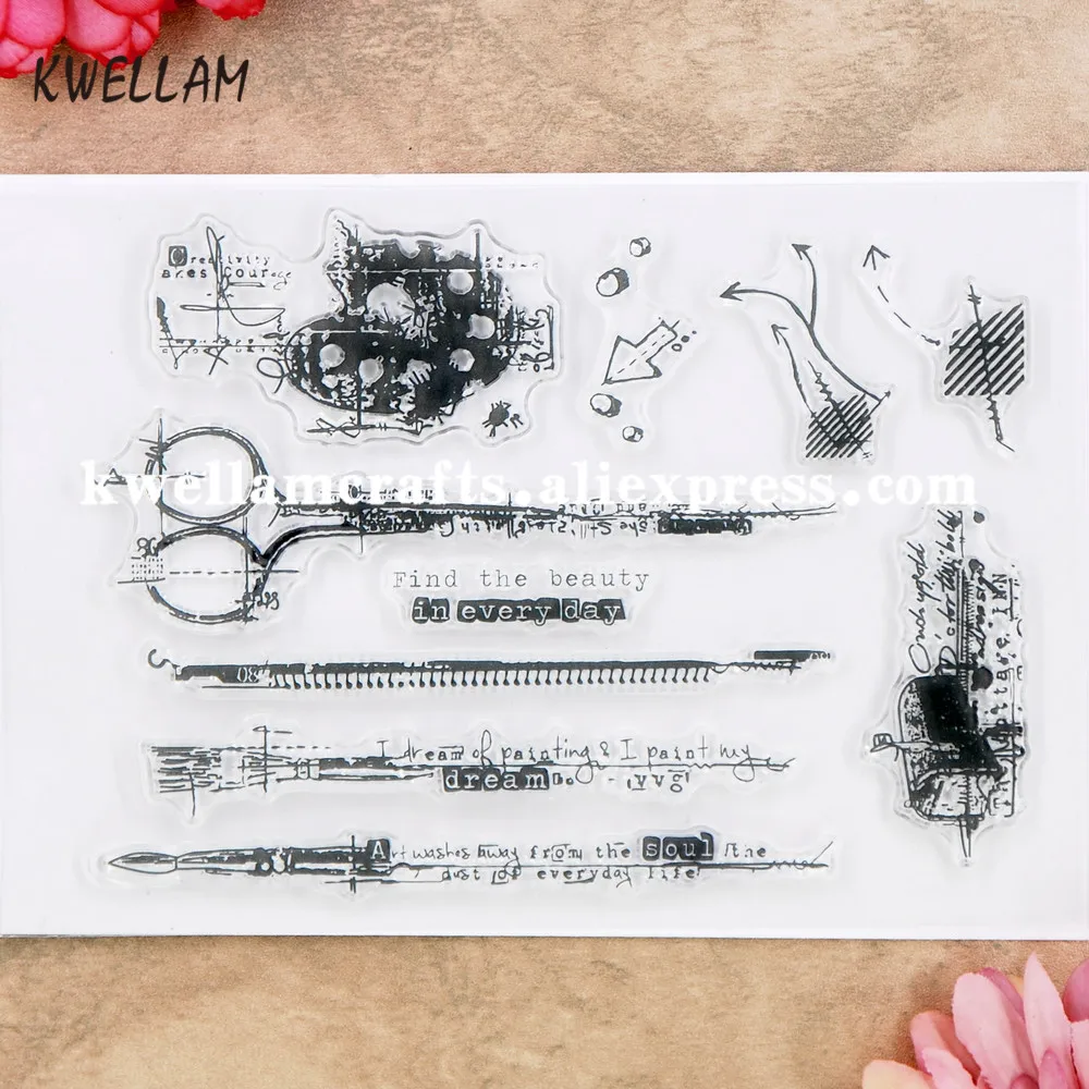 

Dream of Painting Tools Find the beauty in every day Scrapbook photo cards rubber stamp clear stamp transparent stamp 9060524
