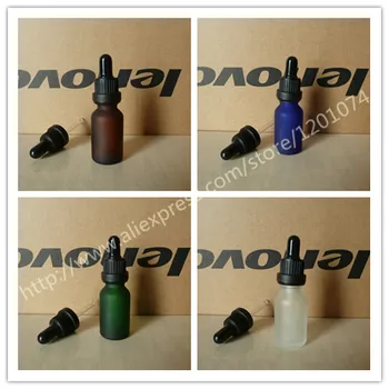 

15ml clear/green/brown/blue frosted Glass Bottle With plastic black anti-theft ring dropper cap.Oil vial, Essential Oil Contai