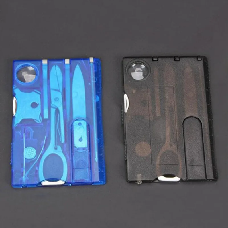 10 In1 карман кредитной карты выживания Открытый Инструмент Кемпинг 1 коробка черный/синий нескольких Портативный цели EDC инструменты