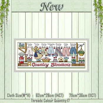 

Drying the clothes cartoon painting counted printed on the canvas DMC 11CT 14CT kits NKF Cross Stitch embroidery needlework Sets