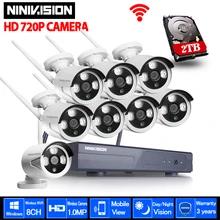 Беспроводной безопасности Камера Системы комплект видеонаблюдения 8CH Wi-Fi NVR Kit P2P HD 720 P Ночное видение Беспроводной CCTV комплект ip-камеры комплект