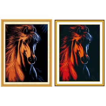 

Horse Patterns Counted Cross Stitch DIY 14CT Blank Black Canvas Cross Stitch Set Animals Cross-stitch Kits Embroidery Needlework