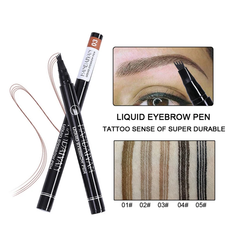 

Eyebrow Pencil Waterproof Fork Tip Eyebrow Tattoo Pen 4 Head Fine Sketch Liquid Eyebrow Enhancer Dye Tint Pen Hot