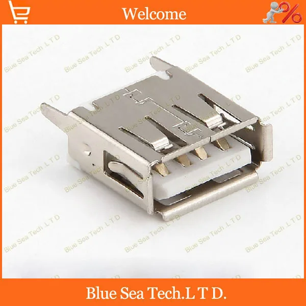 50pcs USB 2.0 4Pin A type DIP USB female Jacks/socket for Desktop