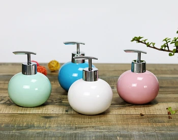 

Fashion Ceramic Hand Push Pump Head Sanitizer box Perfume Shower Gel Jar Round Ball Lotion Bottle Soap Dispenser 300ml