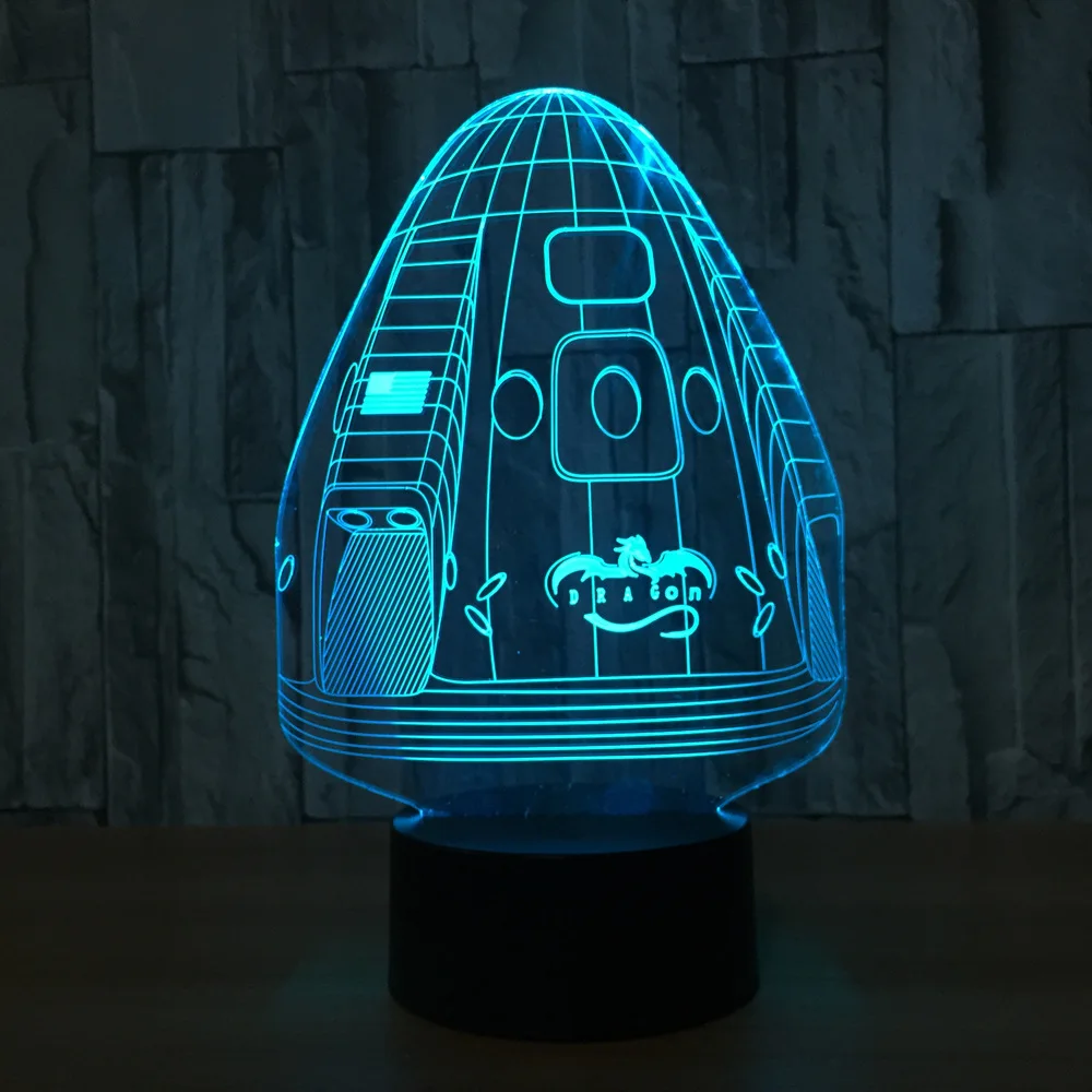 Space Capsule 7 Color Lamp 3d Visual Led Night Lights For Kids Touch Usb Table Lampara Lampe Baby Sleeping Nightlight Room | Лампы и