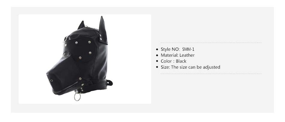 Fetish PU Leather SM Hood Dog Mask Head Harness Sex Slave Collar Leash Mouth Gag BDSM Bondage Blindfold Sex Toys For Couple 4