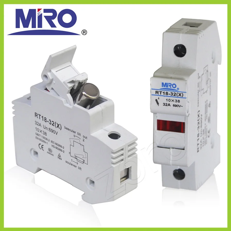 

10Pcs/Lot Fuse Base Fuse Holder RT18-32X with LCD led light Suit for 10 x 38 RO15 RS15