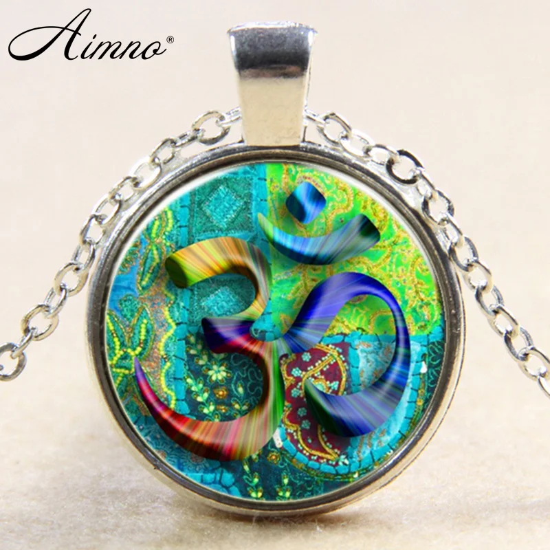 OM Yoga Meditation India Symbol Art Pendant Necklace Collar Necklaces