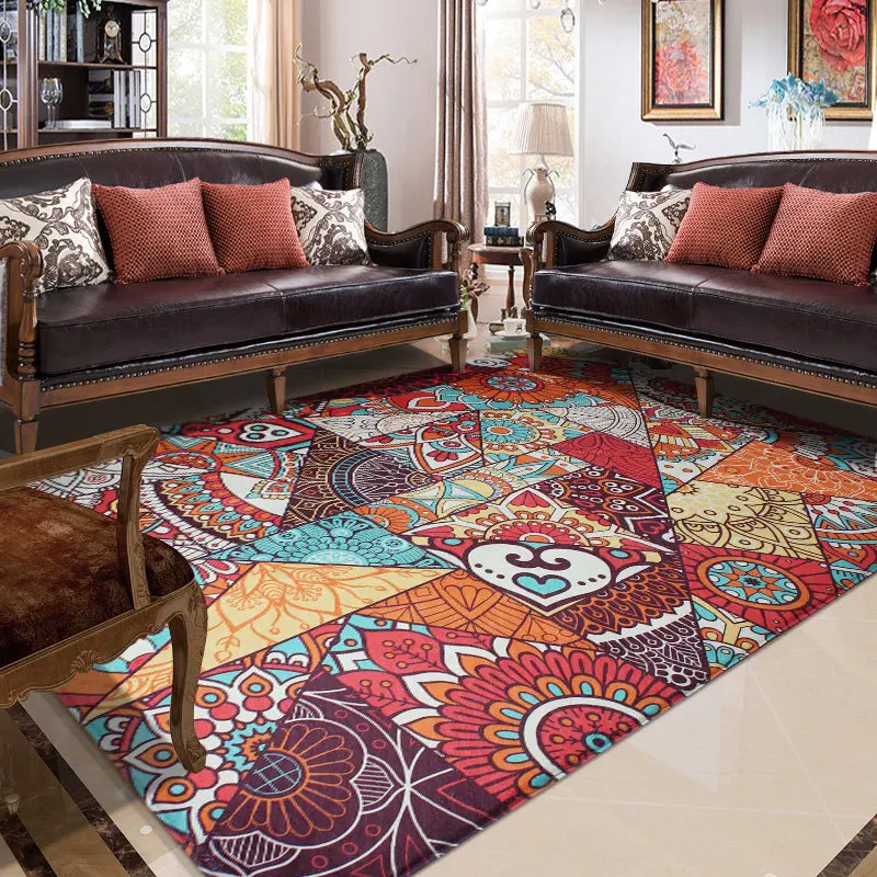 

Retro Ethnic Style Living Room Carpet Home Decor Bedroom Carpet Sofa Coffee Table Rug Study Room Area Rugs Kids Tatami Floor Mat
