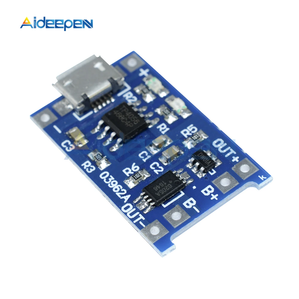 

10Pcs 5V 1A Micro USB 18650 Lithium Battery Charging Board Charger Module+Protection Dual Functions TP4056