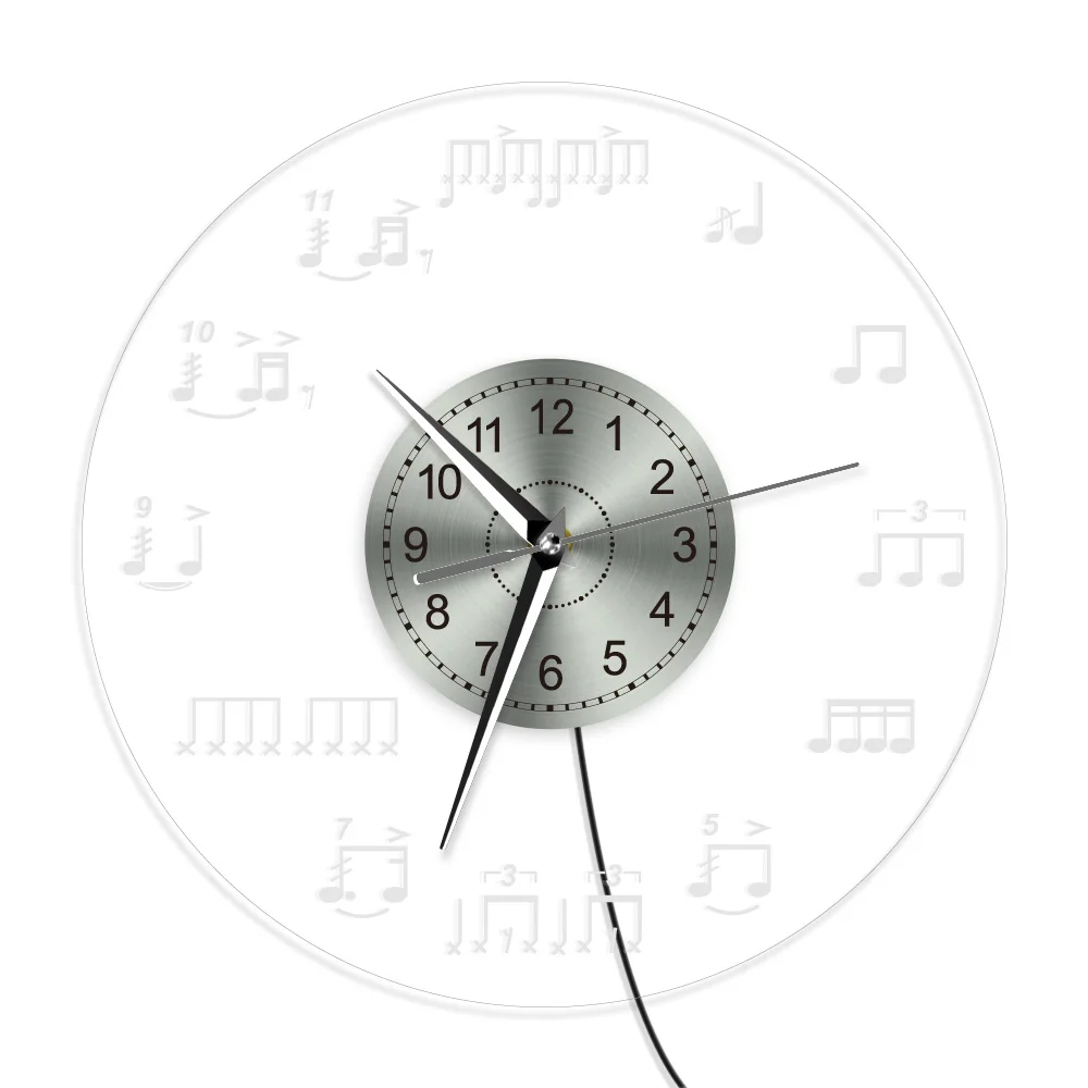 Настенные часы с музыкальными нотами и меняющими цвет светодиодный светильник современные настенные часы домашний декор для гостиной уникальный подарок