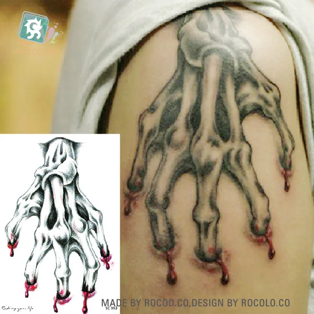 Large Taty Halloween Skull Blood Hand Water Transfer Body Art Temporary Tattoo Stickers Flash Big Tatoos Tatouage Large Taty Halloween Skull Blood Hand Water Transfer Body Art Temporary Tattoo Stickers Flash Big Tatoos Tatouage