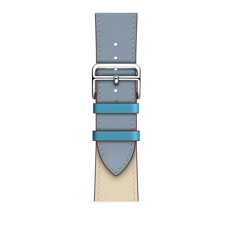 Дизайн кожаный ремешок для Apple Watch ремешок 44 мм 40 мм Hermes Double Tour Correa 42 мм 38 мм ремешок для часов Iwatch серия 5 наручные часы - Цвет ремешка: Single loop 08