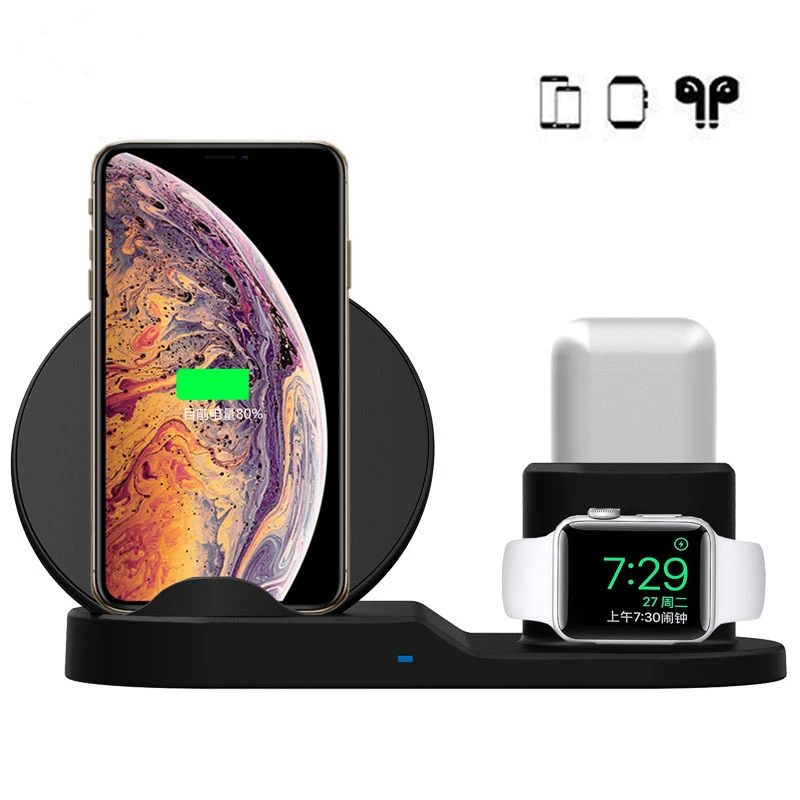 Qi Беспроводное зарядное устройство Подставка для Samsung S10 + 5G iPhone XS Max X XR 8 Plus Airpods 2 1