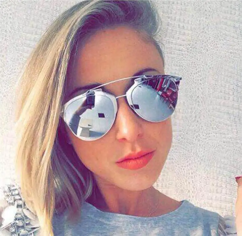 

Feitong 2017 Classic sunglasses Women Metal Frame Mirror Sunglasses Cat Eye Glasses Gafas Oculos Masculino wholesale#EW