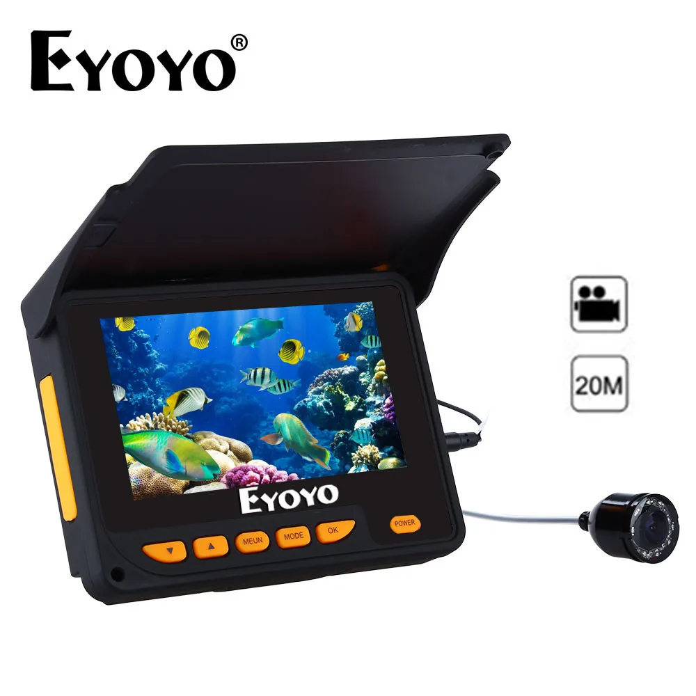 

Eyoyo Original 4.3" 20M Fish Finder 150 Degree Angle Video Recording DVR HD 1000TVL Underwater Fishing Camera IR LED Sunshield