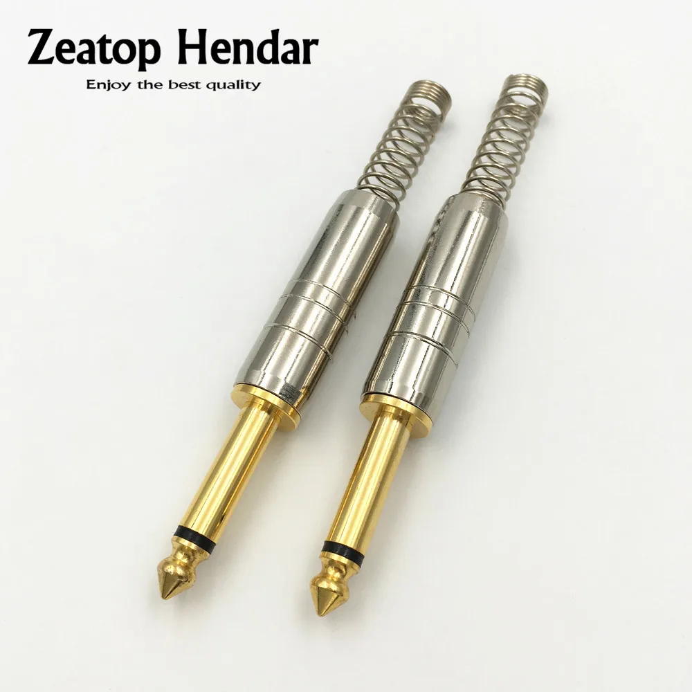 

50Pcs High Quality 6.35mm Mono Audio Plug Jack Amplifier Microphone Plug King Protection Device with Spring for Guitar
