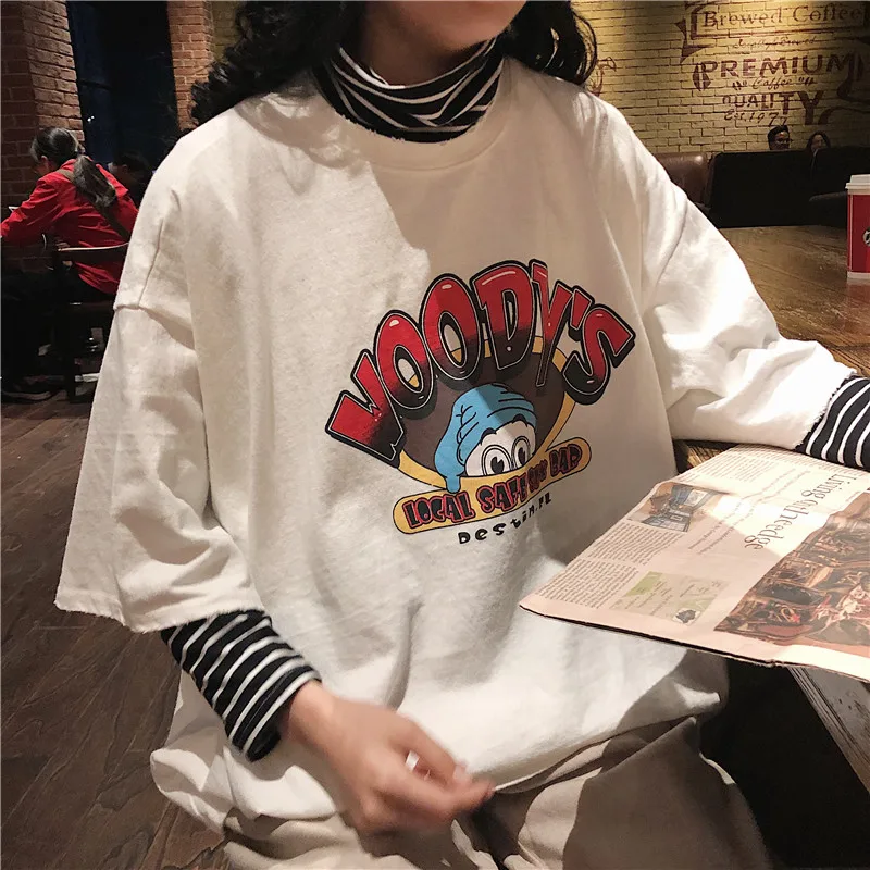 T-shirts Women Printed Korean Style Loose O-Neck All-match Trendy High Quality Kawaii Womens Summer Breathable Female Soft Chic
