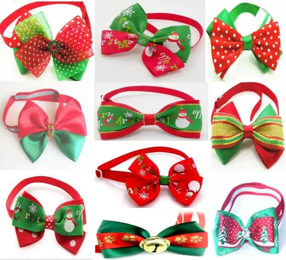

50pc/lot Big Sale Christmas Pet Dog puppy cat Bow Tie Festival Accessories Grooming Supplies Wholesale Mix 10 Style Y502