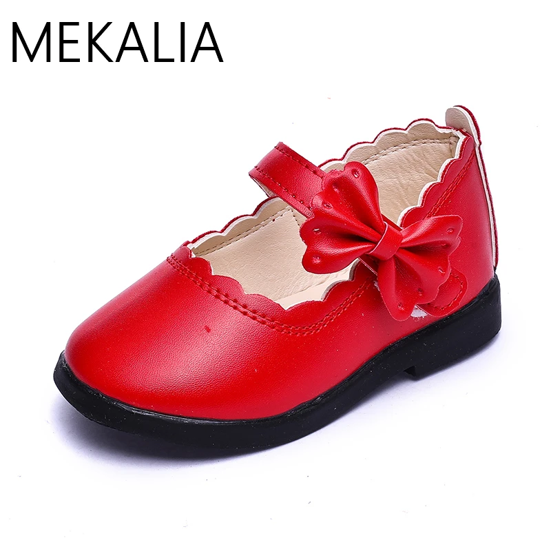 2018 girls spring children's shoes PU Flat leather shoes Princess shoes