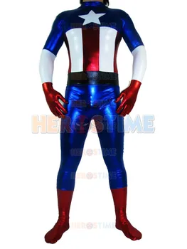 

Shiny Metallic Captain America Superhero Costume