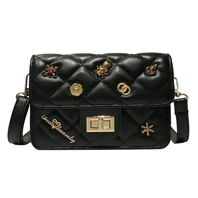 

2019 New Arrival Lady Solid Women Flap Rivets Diamonds Women Shoulder Bags Flowers Women Crossbody Bags Fashion Delicate Bags