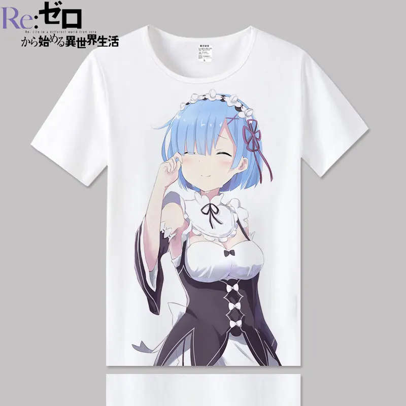 

New Re:Zero kara Hajimeru Isekai Seikatsu Emilia Cotton T-shirts for Women T Shirt O Neck Short Sleeve Summer Clothes Top Tees