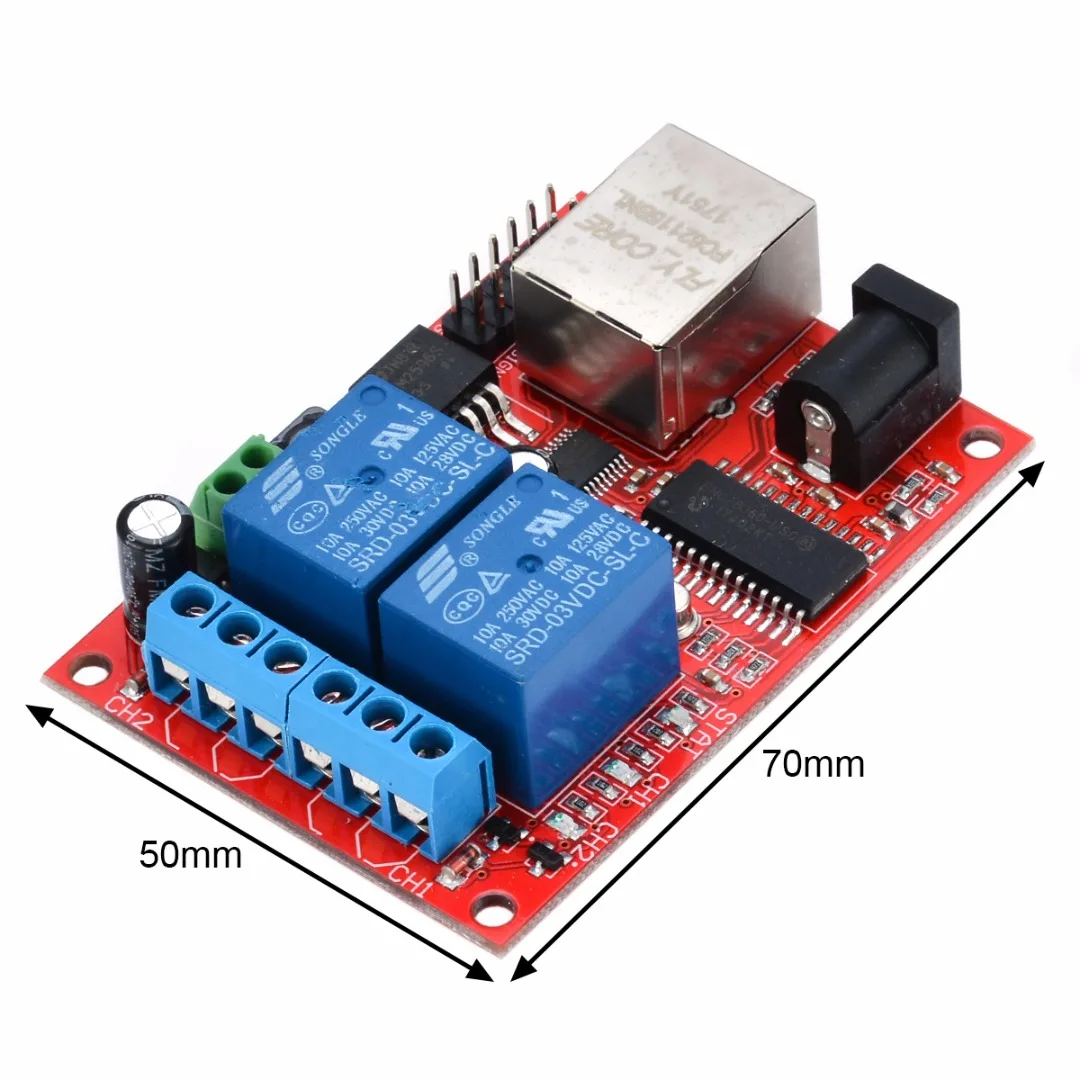 Ethernet 2-Way Delay Module Relay Network Switch TCP/UDP Controller Module WEB Server 70 x 50mm