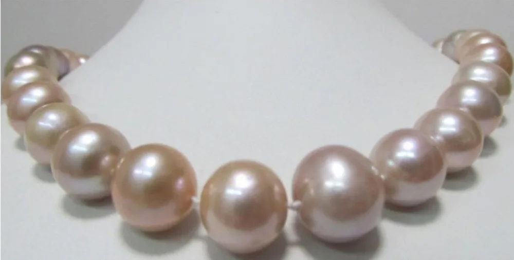 

FREE SHIPPING 9-10MM SOUTH SEA NATURAL PINK PURPLE PEARL NECKLACE 18" AAA