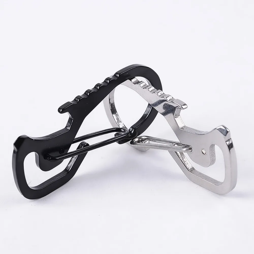 Stainless Steel Carabiner Key Chain Clip Camping Keyring Bottle Opener Tools aa 