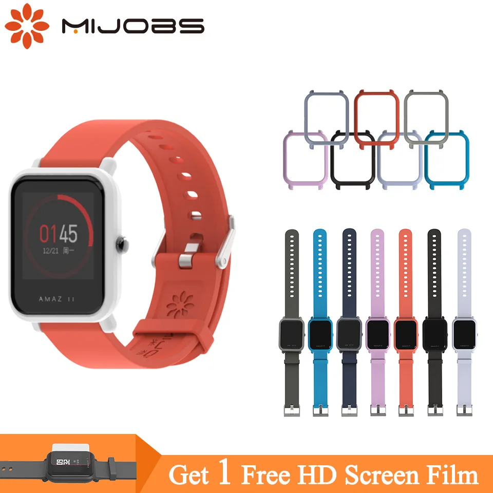 

Mijobs Silicone Wrist Strap Wristband Bracelet Case Cover Bumper for Xiaomi Huami Amazfit GTS Bip BIT Smart Watches Accessories